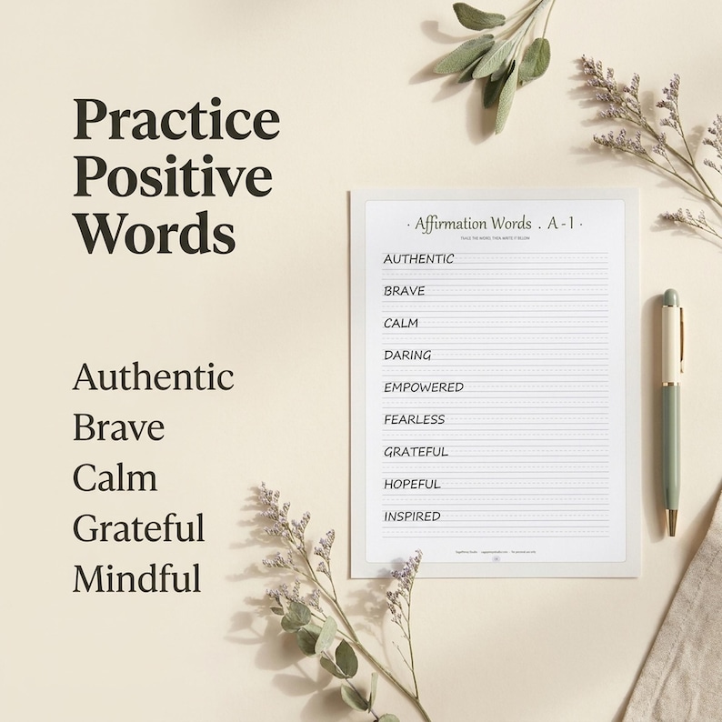 Printing Practice Workbook | Printable Handwriting Practice for Adults | 30 Page Trace & Write Alphabet and Words | Instant Download PDF imagen 5