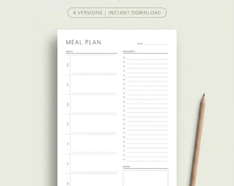 Tygodniowy planer posiłków z listą zakupów, szablon planu posiłków do druku, plik PDF do wypełnienia, planer menu, format A4/A5, pół litery, organizer do przygotowywania posiłków