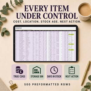 Hoja de cálculo de inventario para revendedores en Vinted, eBay y Depop / Seguimiento de ganancias en Google Sheets imagen 4