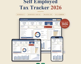 Steuerübersicht für Selbstständige | Steuer-Tracker (Formular 1099) | Vierteljährliche Steuervorauszahlungen, Einnahmen- und Ausgabenübersicht (Anlage C) | Excel + Google Tabellen 2026