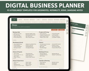 Cyfrowy planer biznesowy, hiperłączny szablon GoodNotes, pakiet dla małych firm, planer dla przedsiębiorców na iPada, niedatowany natychmiastowy plik do pobrania