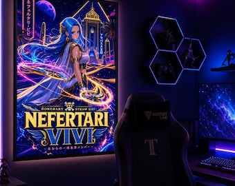 Vivi One Piece Neon Poster | Synthwave Anime Wand Kunst | Digitaler Download Druck 27x40