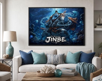 Jinbe One Piece Poster | Anime Wall Art Digitaler Download | Landschaftsdruck 40x27