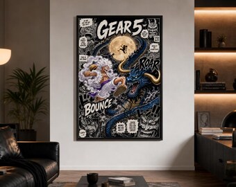 Luffy vs Kaido Manga Panel Poster | One Piece Gear 5 Wall Art (Digital Download)