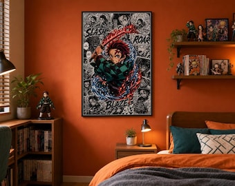Poster Tanjiro | Demon Slayer Manga Panel Wandkunst | Digitaler Download Druck 27x40