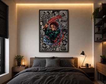 Tanjiro Kamado Manga Collage Poster | Demon Slayer Anime Wall Art (Digital Download)