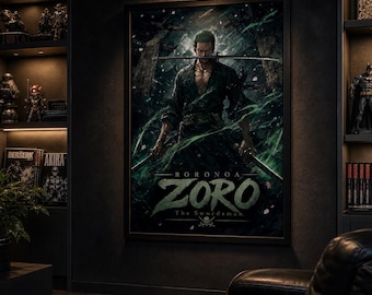 Roronoa Zoro Dark Filmposter | One Piece Anime Wandbild (Digitaler Download)