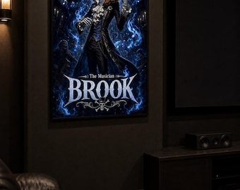 Brook One Piece Poster | Dark Gothic Anime Wand Kunst | Digitaler Download Druck 27x40