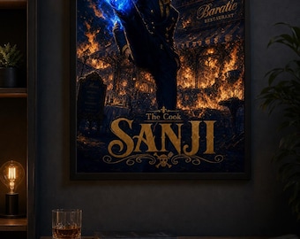 Sanji One Piece Poster | Anime Wall Art Digitaler Download | Dunkler Filmdruck 27x40