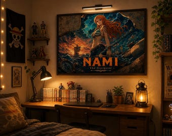 Nami One Piece Dunkel Poster | Filmische Anime Wandkunst | Digitaler Download Druck 27x40