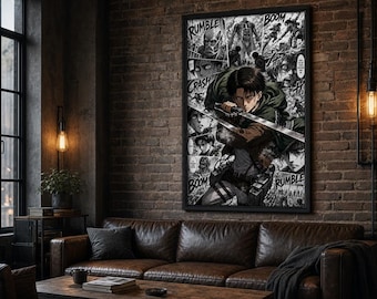 Levi Ackerman Poster | Attack on Titan Manga-Panel Wandkunst | Digitaler Download Druck 27x40