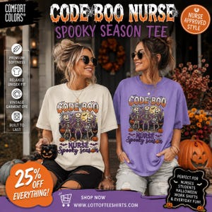 Sjuksköterska Code Boo Halloween T-shirt Spooky Season Skelett