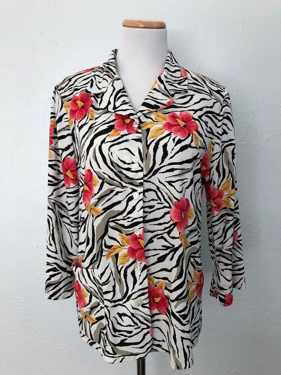 1990s zebra button-up / Anna / size Medium - image 3