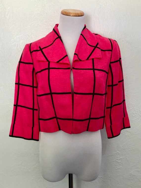 1990s hot pink cropped blazer / Jessica Howard / … - image 3