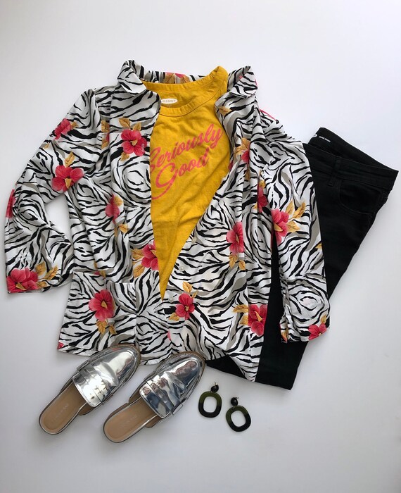 1990s zebra button-up / Anna / size Medium - image 2