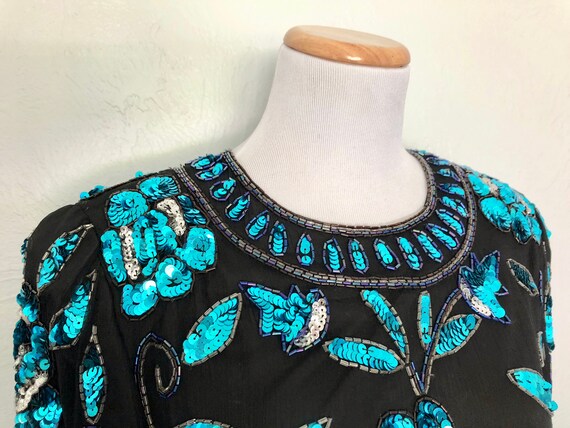 turquoise sequin top