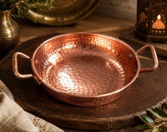 Authentieke handgemaakte puur rode koperen pan – 26 cm (10,2 inch) | Handgemaakt in Marrakech, Marokko