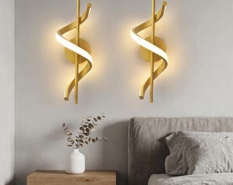 Spiral Wall Sconce Led Bedroom Hallway Lighting Minimalist Modern Nordic Design Black Gold White Fixture Contemporary Living Room