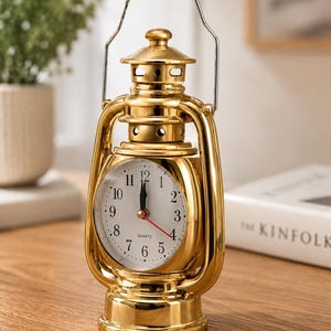 Vintage Lantern Alarm Clock, Retro Oil Lamp Style, Farmhouse Desk Decor