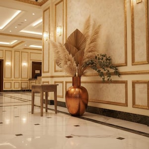 Anfora da pavimento extra large in rame martellato – Pezzo unico realizzato a mano / Decorazione artigianale marocchina