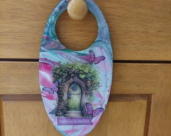 Believe In Fairies Door Hanger | Nursery Room Decor | Fantasy Art | New Baby Gift