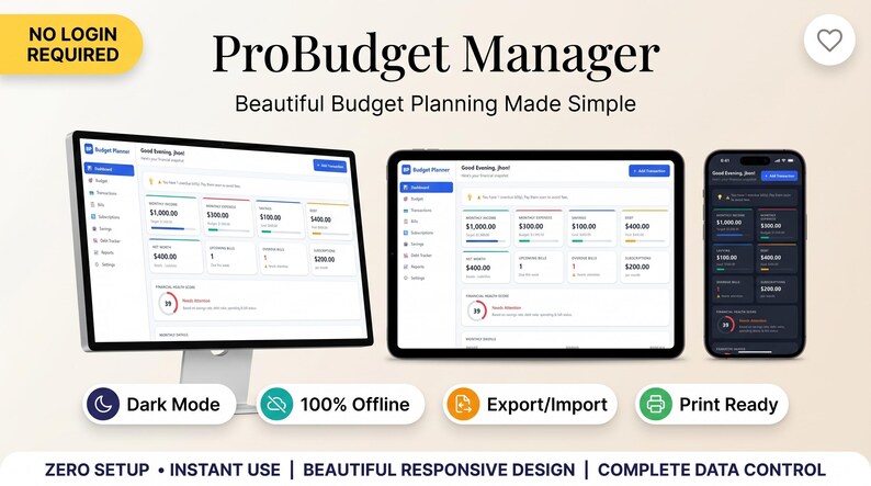 Budget Planner Dashboard | Debt Tracker, Savings Goals Tracker & Bills ...