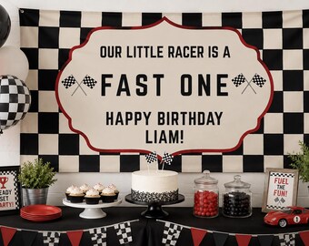 Our Little Racer is a Fast One Editable First Birthday Banner