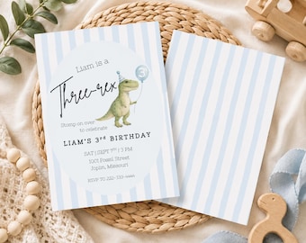 Three-Rex Birthday Editable Invitation Template