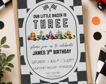 Our Little Racer is ... Editable Birthday Invitation