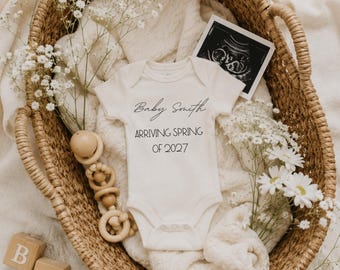 Pregnancy Announcement Background | Baby Onesie, Blanket, Florals (Digital Download)