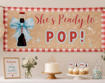She's Ready To Pop – Soda Bottle Baby Shower Banner (Digital Download)
