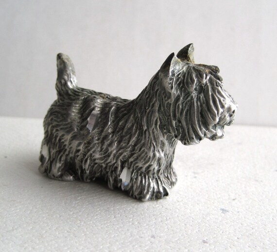 Vintage Pewter Longhaired Scottish Terrier Dog Figurine Etsy