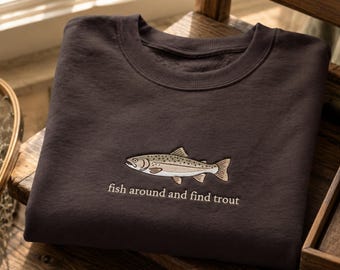 Embroidered Trout Fishing Sweatshirt, Fly Fishing Angler Pullover