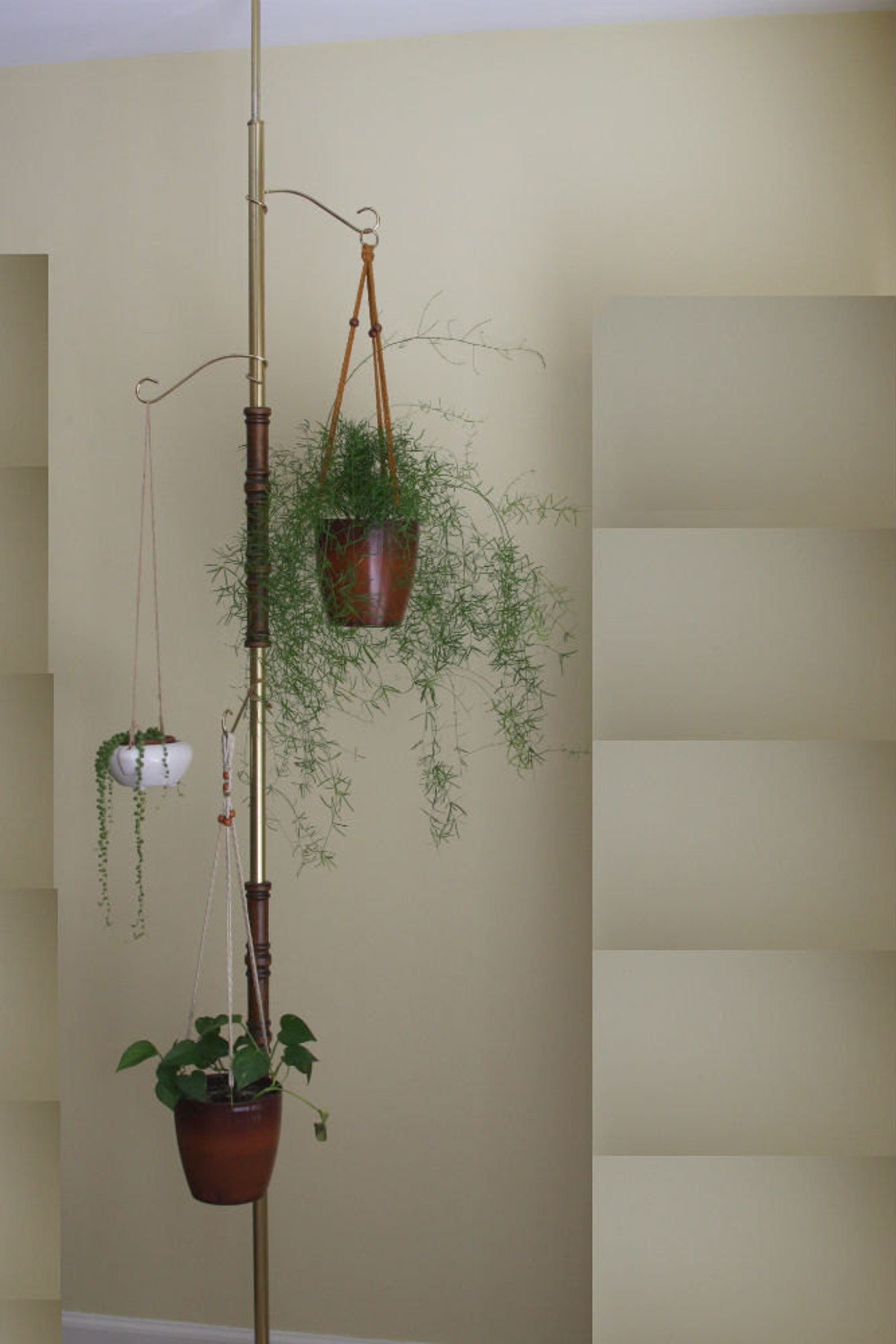 Vintage Tension Pole Hanging Plant Stand Etsy