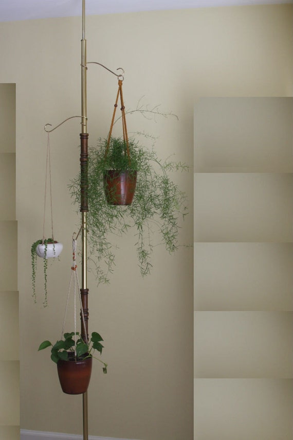 Vintage Tension Pole Hanging Plant Stand Etsy