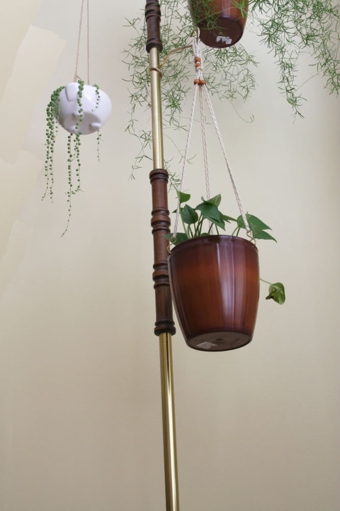 Vintage Tension Pole Hanging Plant Stand Etsy