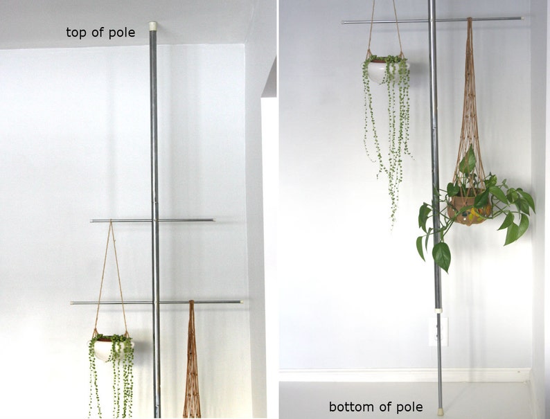 Mid Century Chrome Tension Pole Plant Hanger Etsy