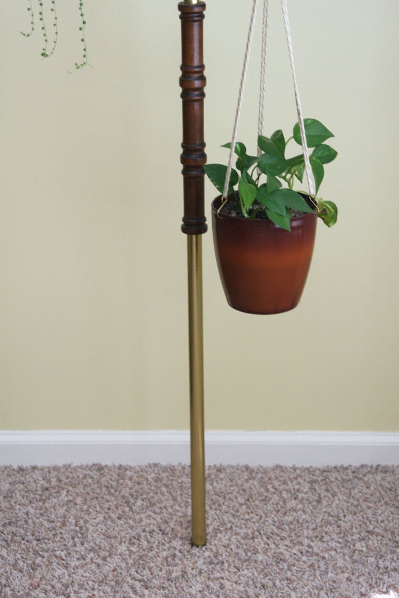 Vintage Tension Pole Hanging Plant Stand Etsy