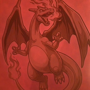Pokemon Charizard Engraved RED Top Loader Binder