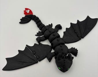 2 Articulated Dragon Toy | 3D Printed PLA Fantasy Figure, Movable Wings, Tail