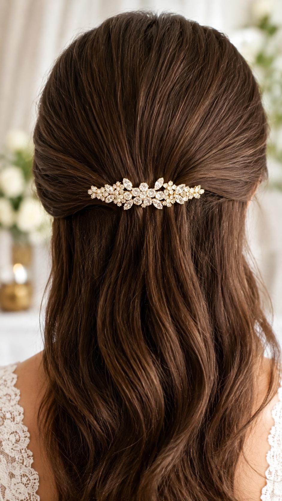 Crystal Floral Hair Clip, Bridal Barrette, Wedding Hair Accessory for Bride, Bridesmaid or Prom