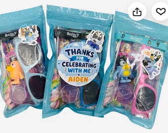 Torebka na upominki na imprezę Bluey, Upominek urodzinowy Bluey, Torebka na upominki Bluey, Wstępnie wypełniony upominek na imprezę, Miniaturowa figurka Bluey, Prezent urodzinowy dla dzieci