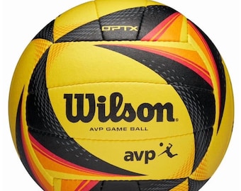 Wilson AVP OPTX Official Beach Volleyball Tour Match Game Ball – Official Size Outdoor Volleyball Black Yellow AVP Pro Beach Ball