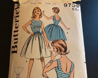 Butterick 9739 pattern, Young Junior & Teen Quicky N' Easy Dress, Size 12, ca. 1960