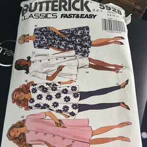 Vintage Butterick 5928 Pattern, Misses&#39; Maternity Dress, Top, Skirt & Leggings, Size 6-8-10-12