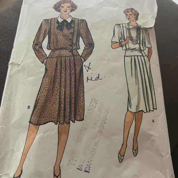 Vintage Vogue 9033 Sewing Pattern, Misses' Dress, Size 14, ca. 1980's