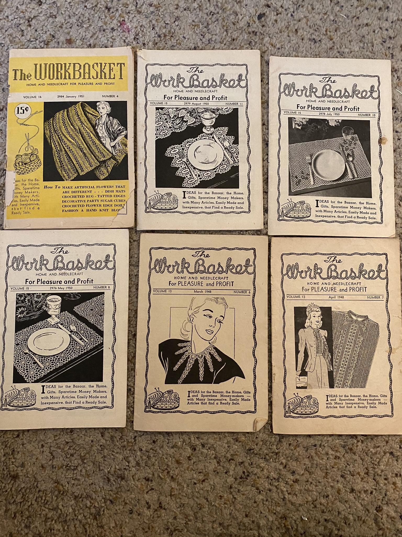 Vintage Needlecraft booklets - The Work Basket, 1948-1951