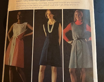 Butterick 3221 pattern, Misses' Wrap-and-Go Dress, Size 16, ca. 1970's