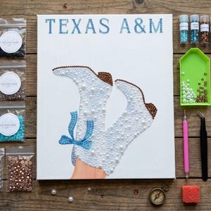DIY Diamond Art Kit Texas A&M | TAMU College Dorm Craft Kit | Diamond Art Kit | Beginner Rhinestone Craft l TAMU Bedazzle Canvas Print