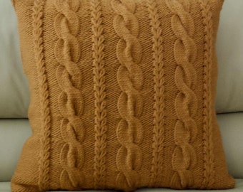 Honey Miel Pillow Case 20X20 Square Pillow Knit Pillow Cable Pillow Case